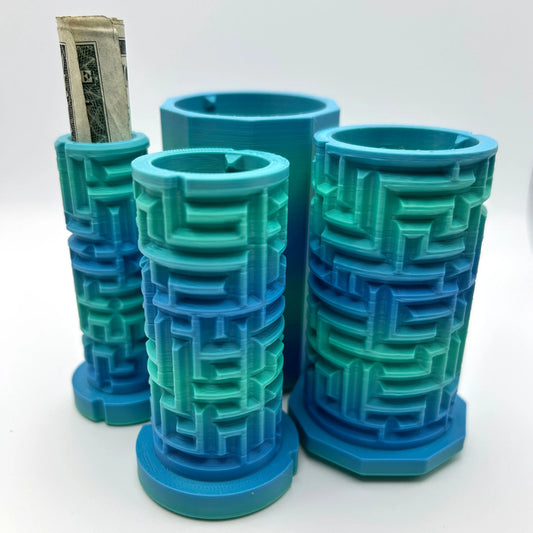 Shades of Blue 3D Printed Nested Maze Puzzle Box Made by Em 3D