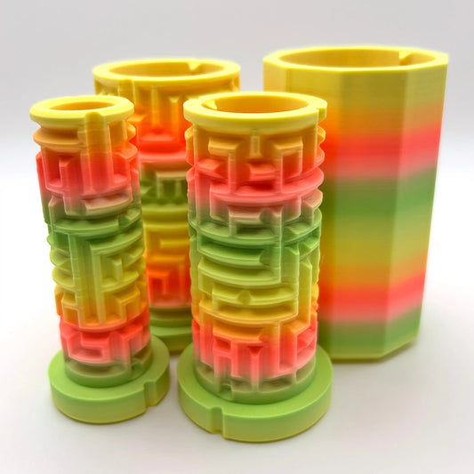 Vibrant Neon 3D Printed Nested Maze Puzzle Box (Matte/Chalky Texture) Made by Em 3D