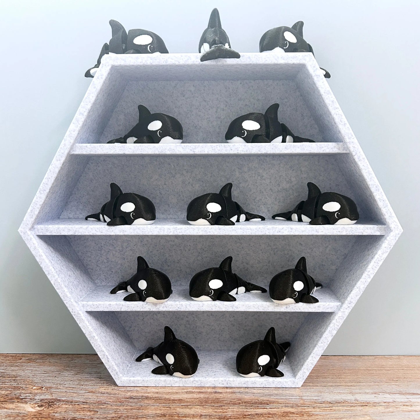 3D Ocean Orca Tiny Treasure - Individual Mini 3D Prints for Hexagon Shelf Display MadebyEm3D
