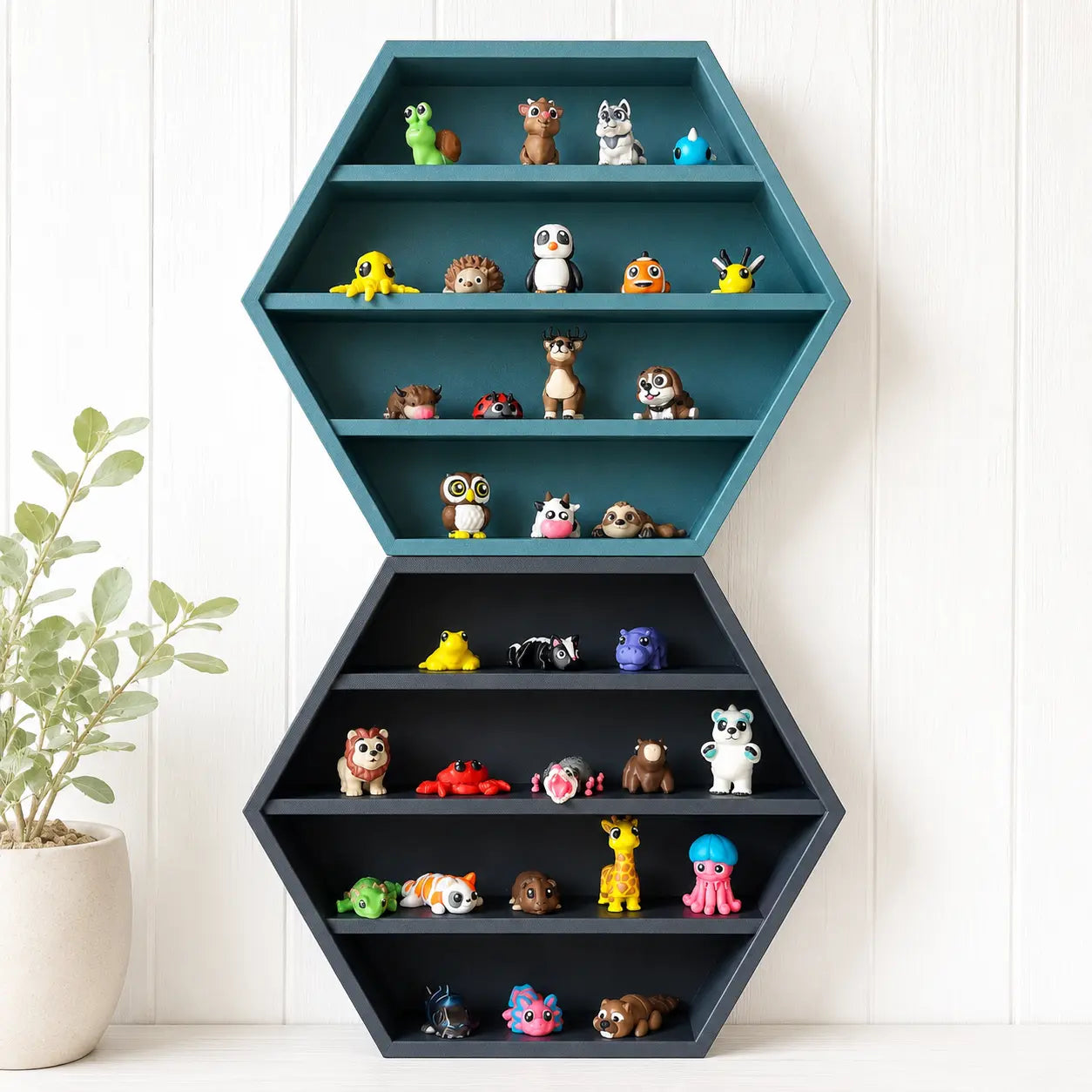 3D Printed Hexagon Wall Shelf for Mini Collectibles MadebyEm3D