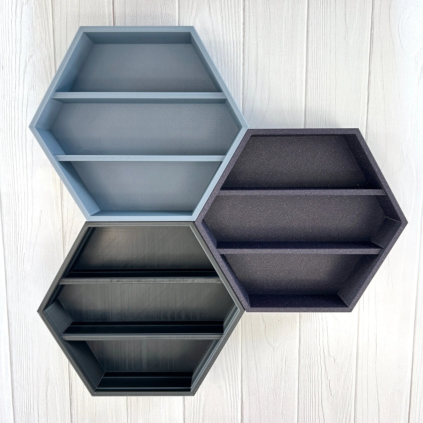 3D Printed Hexagon Wall Shelf for Small Collectibles (3D Printed, Fits 2.2") Made by Em 3D