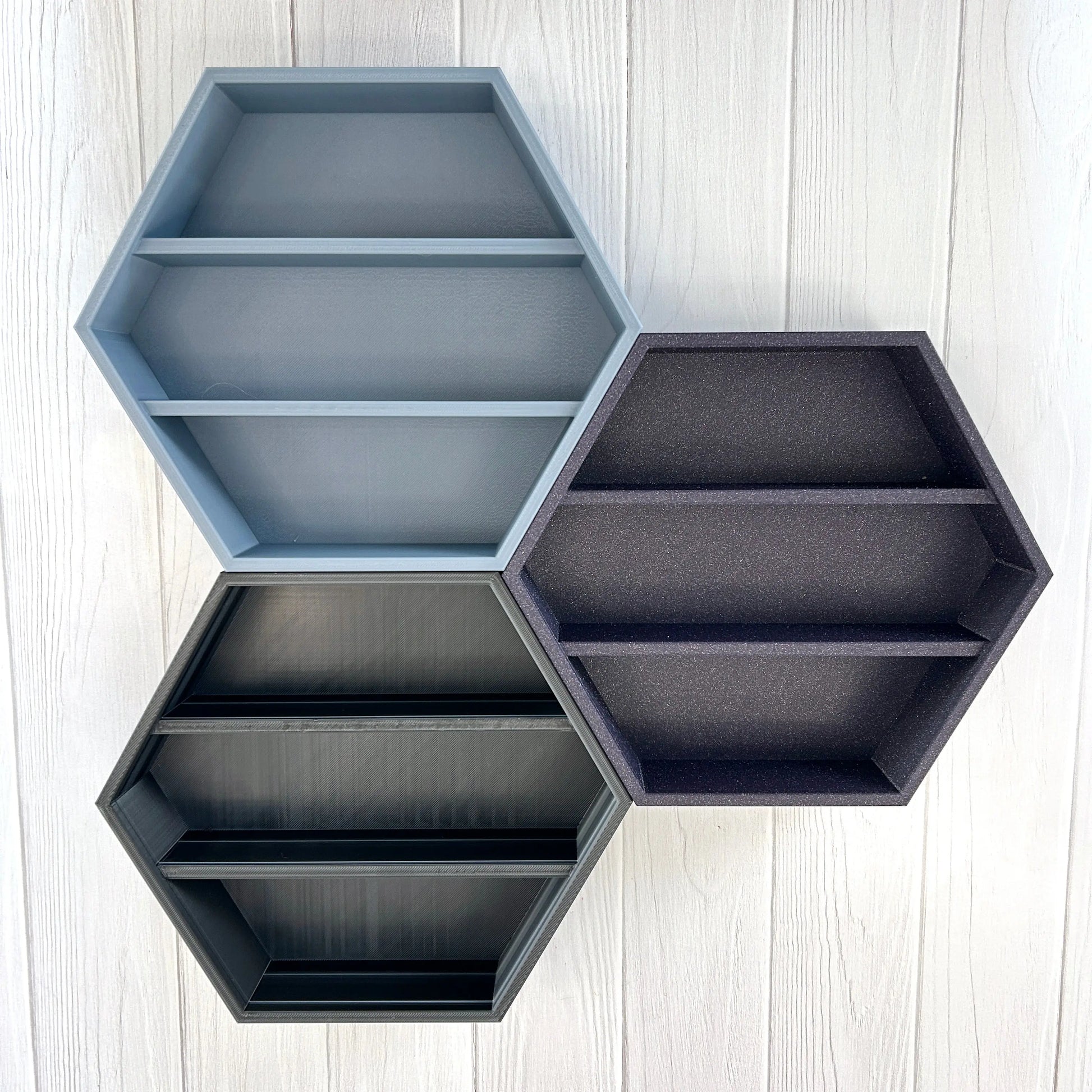 3D Printed Hexagon Wall Shelf for Small Collectibles (3D Printed, Fits 2.2") Made by Em 3D
