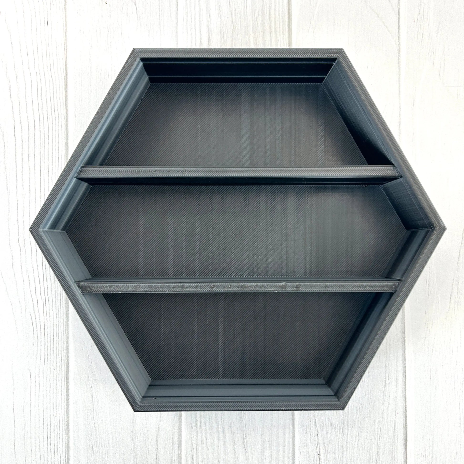 3D Printed Hexagon Wall Shelf for Small Collectibles (3D Printed, Fits 2.2") Made by Em 3D