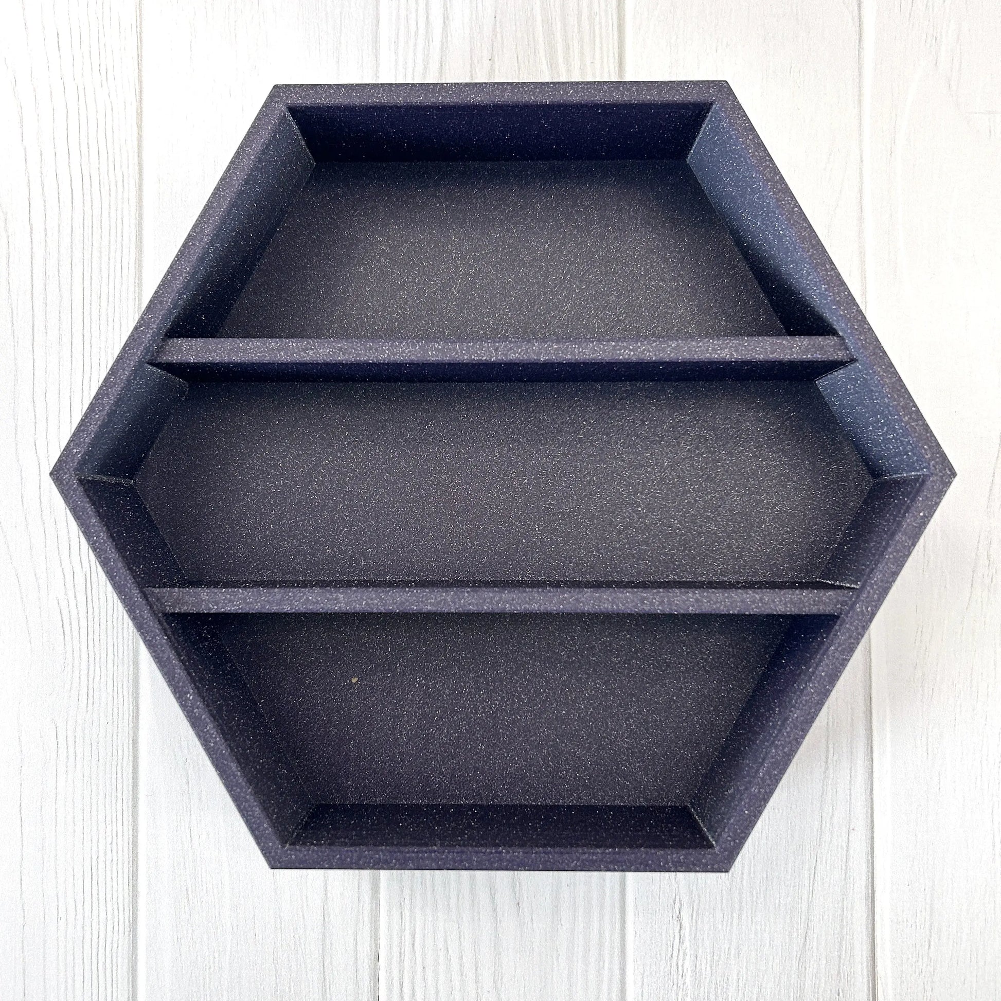 3D Printed Hexagon Wall Shelf for Small Collectibles (3D Printed, Fits 2.2") Made by Em 3D