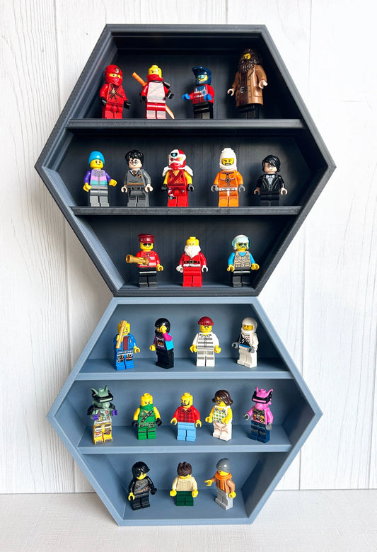 3D Printed Hexagon Wall Shelf for Small Collectibles (3D Printed, Fits 2.2") Made by Em 3D