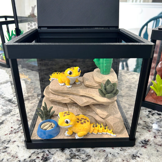 3D Printed Mini Pet Terrarium Sets – Axolotl, Leopard Gecko, Chameleon, Tortoise & Bearded Dragon MadebyEm3D