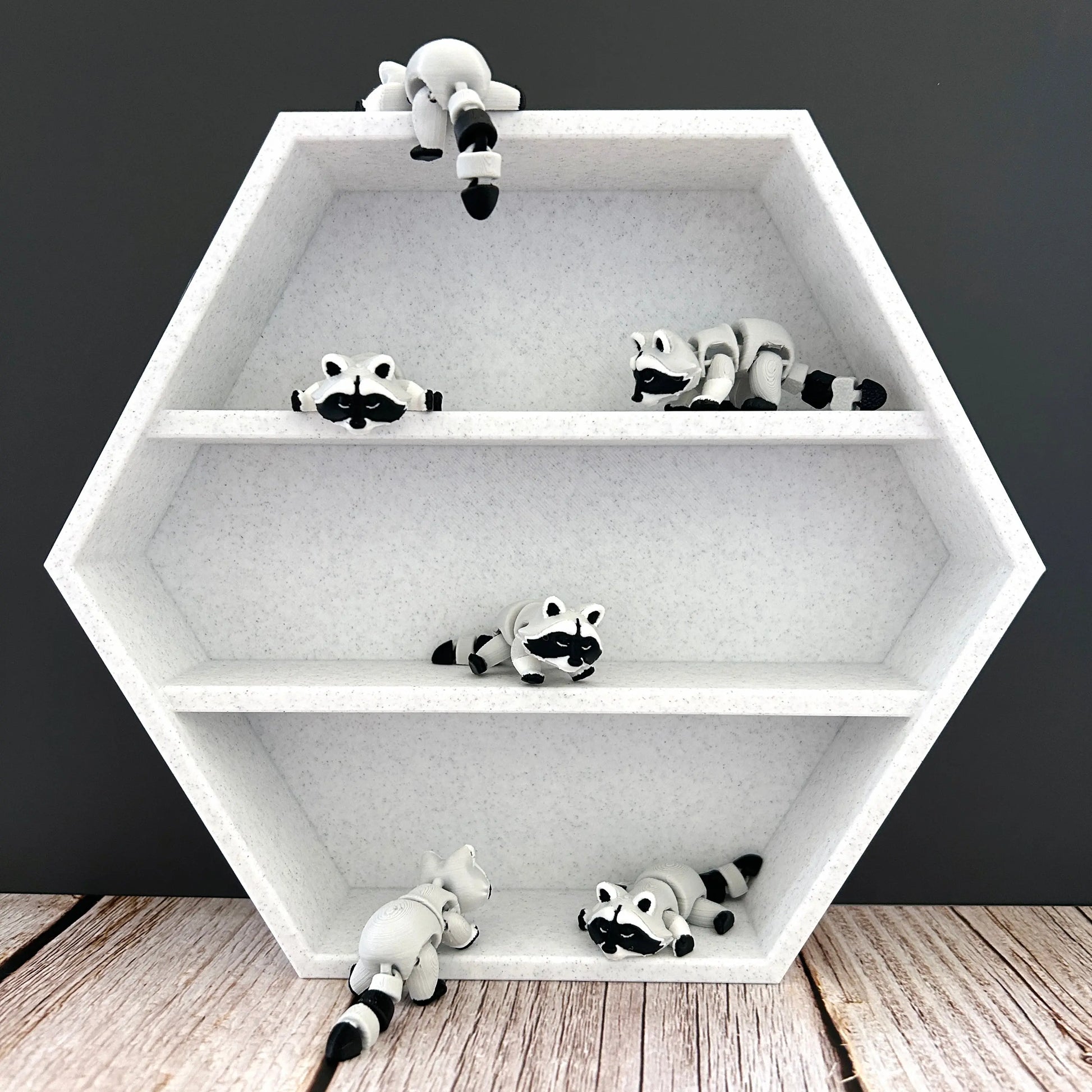 3D Raccoon Tiny Treasure – Individual Mini 3D Prints for Hexagon Shelf Display MadebyEm3D
