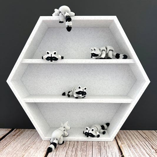 3D Raccoon Tiny Treasure – Individual Mini 3D Prints for Hexagon Shelf Display MadebyEm3D