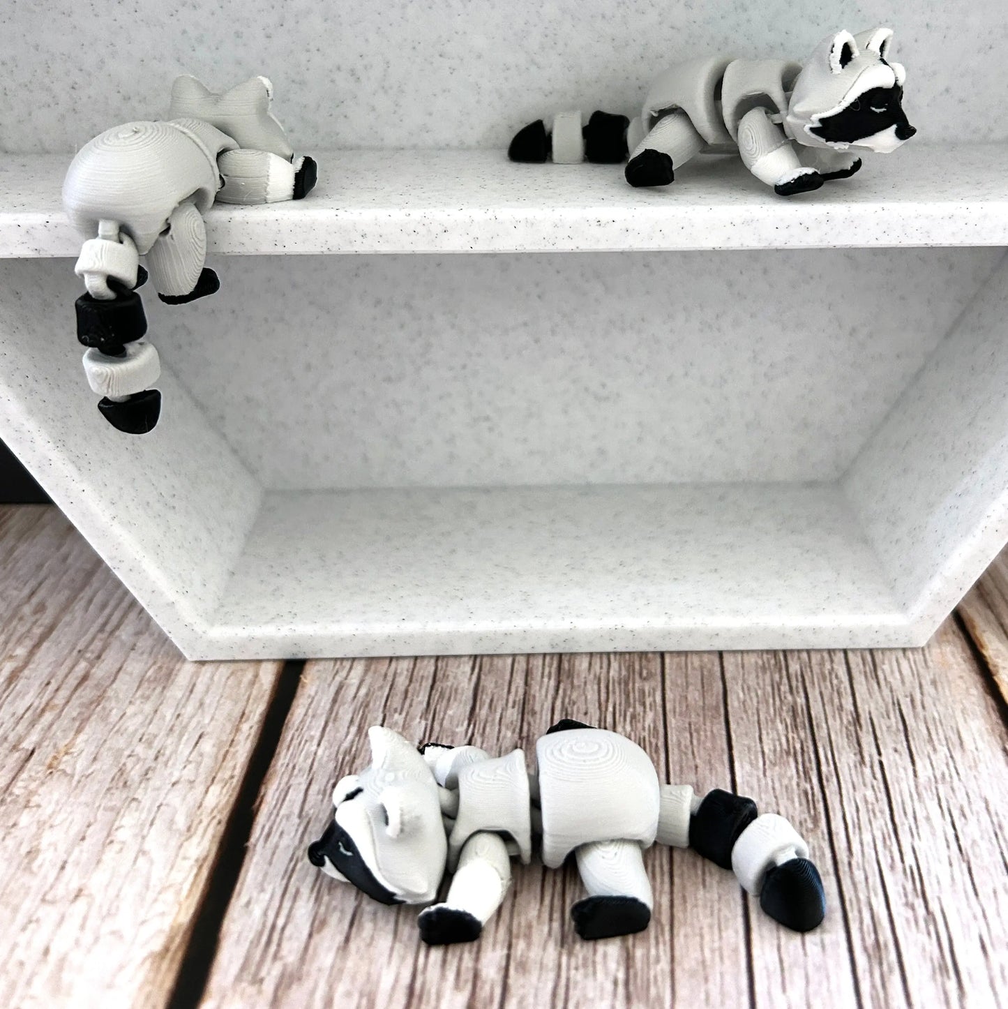 3D Raccoon Tiny Treasure – Individual Mini 3D Prints for Hexagon Shelf Display MadebyEm3D