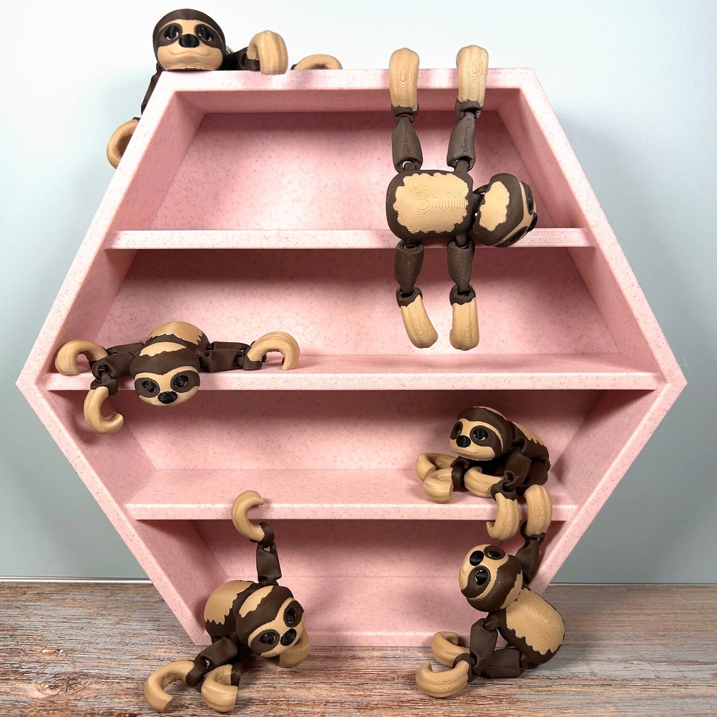 3D Sloth Tiny Treasure – Individual Mini 3D Prints for Hexagon Shelf Display MadebyEm3D