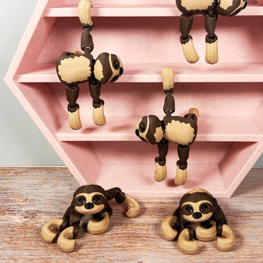 3D Sloth Tiny Treasure – Individual Mini 3D Prints for Hexagon Shelf Display MadebyEm3D