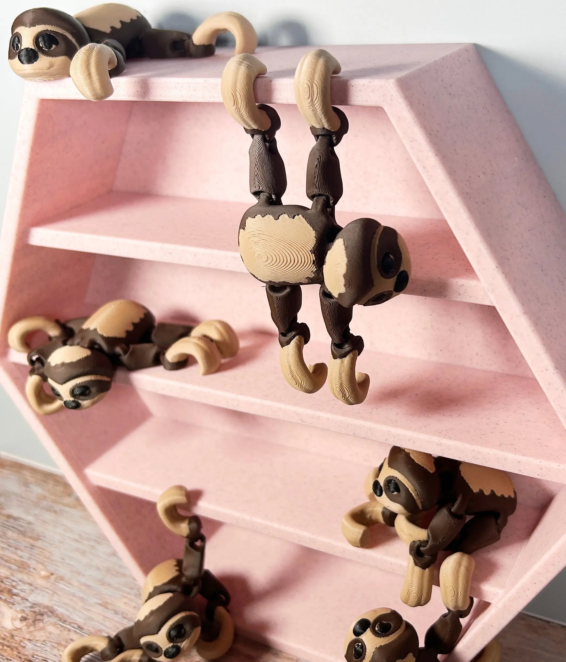 3D Sloth Tiny Treasure – Individual Mini 3D Prints for Hexagon Shelf Display MadebyEm3D