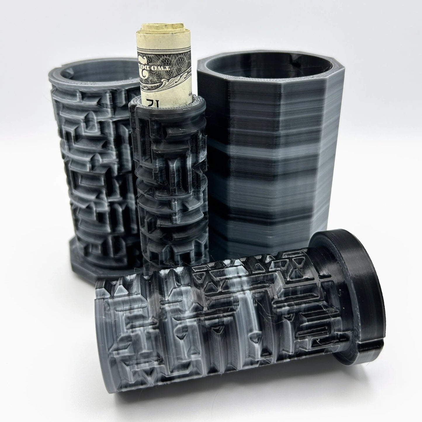 Black/White Granite 3D Printed Nested Maze Puzzle Box Made by Em