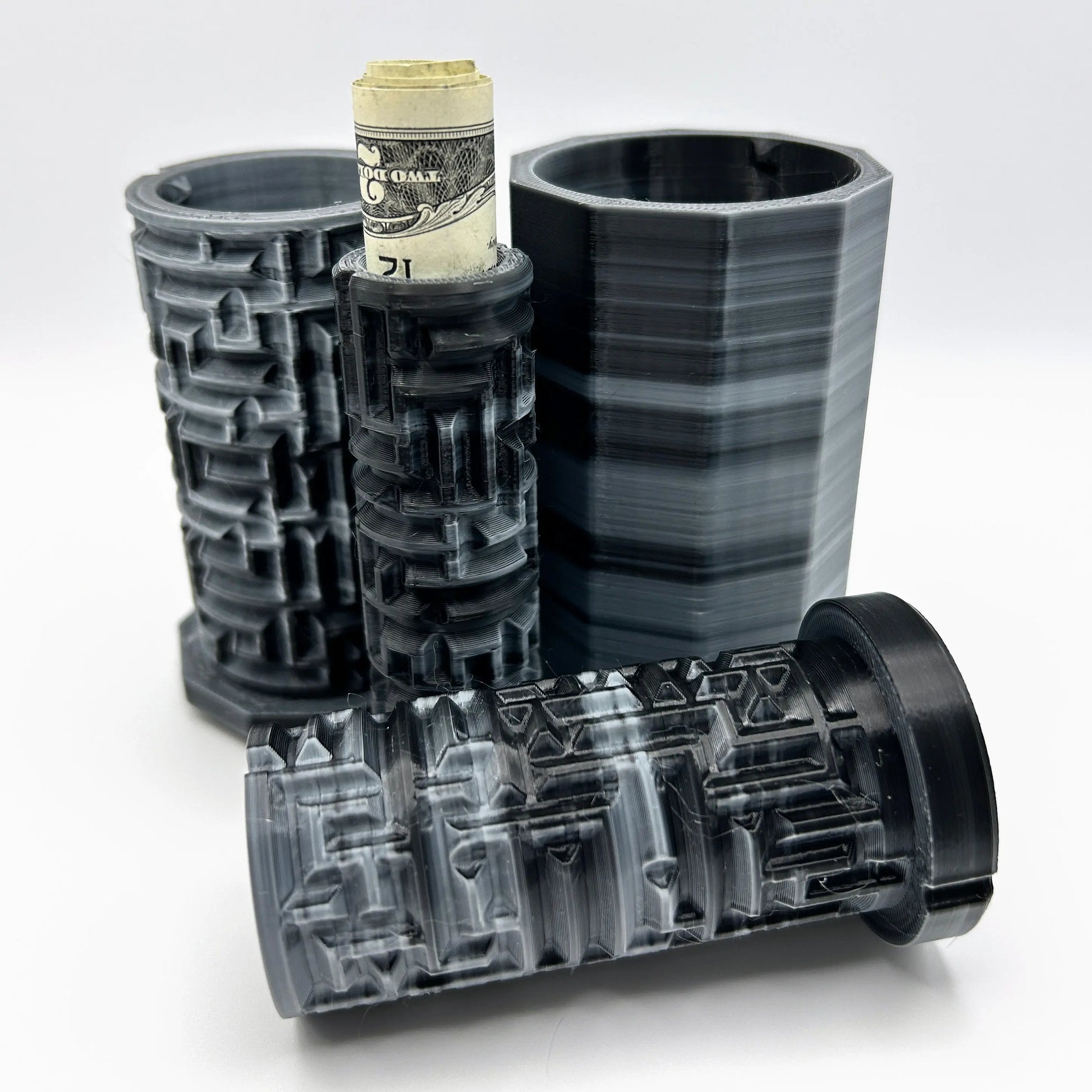 Black/White Granite 3D Printed Nested Maze Puzzle Box Made by Em