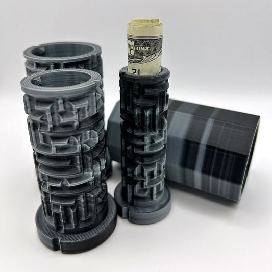 Black/White Granite 3D Printed Nested Maze Puzzle Box Made by Em