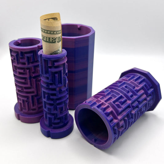 Blue/Purple Swirl 3D Printed Nested Maze Puzzle Box Made by Em
