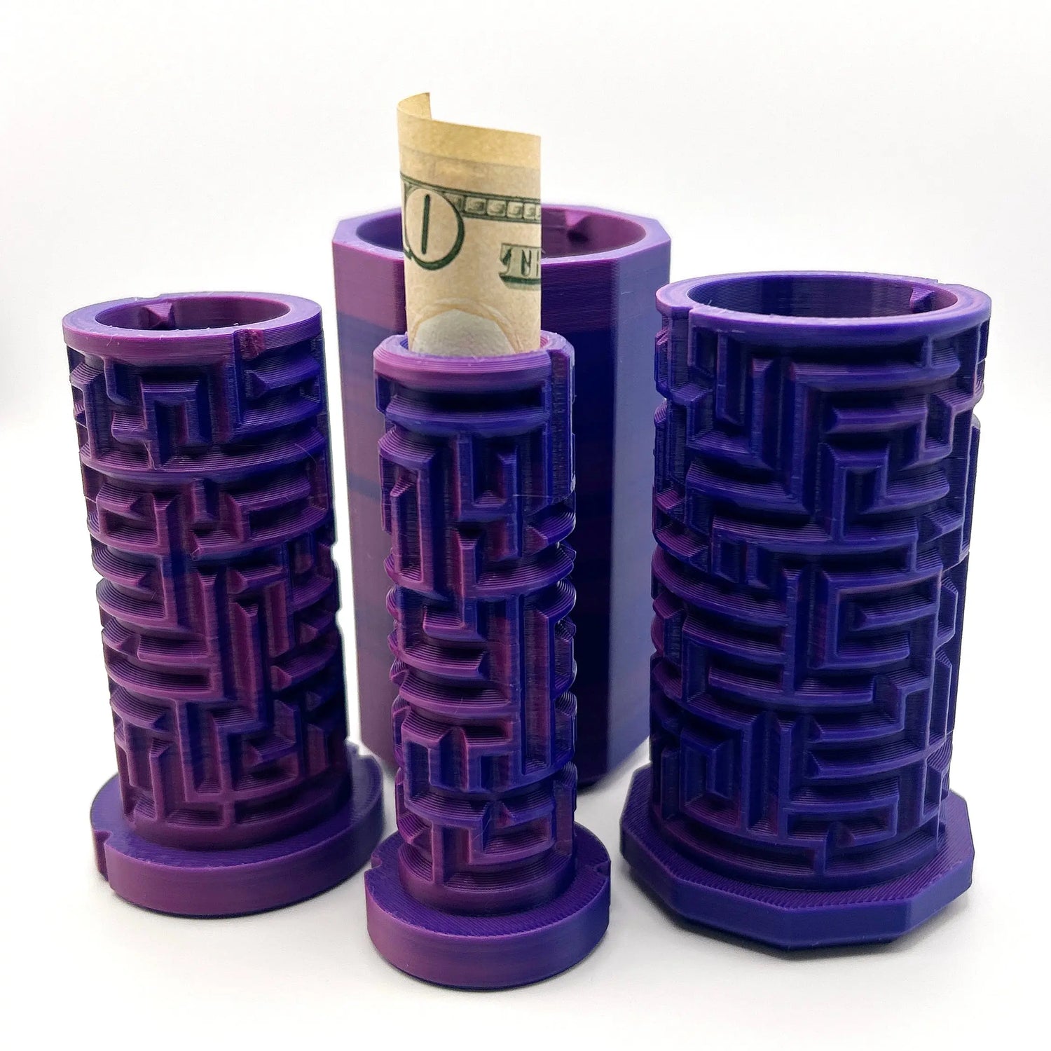 Blue/Purple Swirl 3D Printed Nested Maze Puzzle Box Made by Em