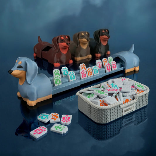 Dachshund RummyPup 3D Printed Tile Game + Dog House Storage MadebyEm3D