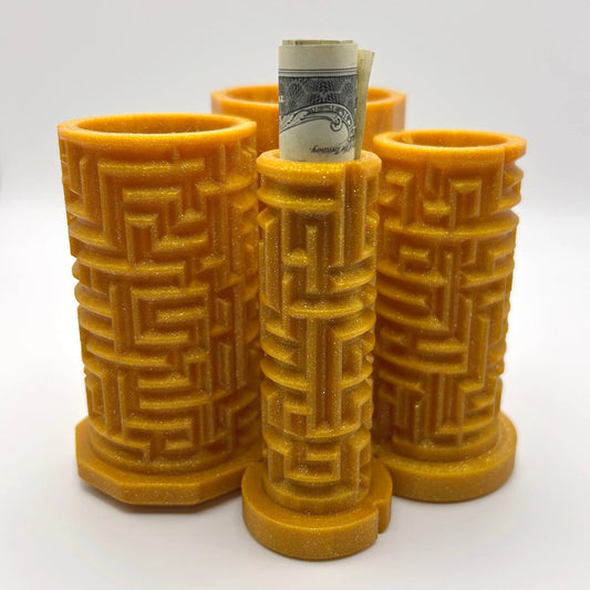 Glittery Gold 3D Printed Nested Maze Puzzle Box Made by Em