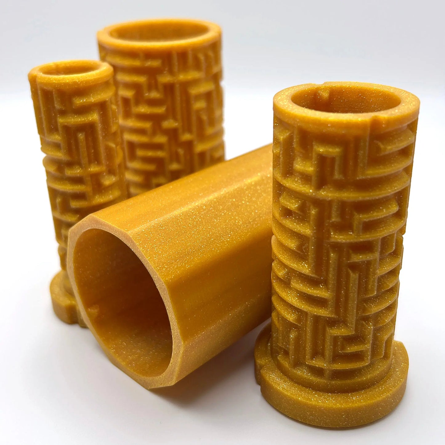 Glittery Gold 3D Printed Nested Maze Puzzle Box Made by Em