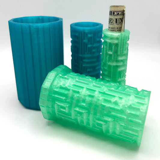 Green/Blue Translucent 3D Printed Nested Maze Puzzle Box