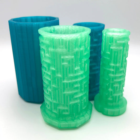 Green/Blue Translucent 3D Printed Nested Maze Puzzle Box