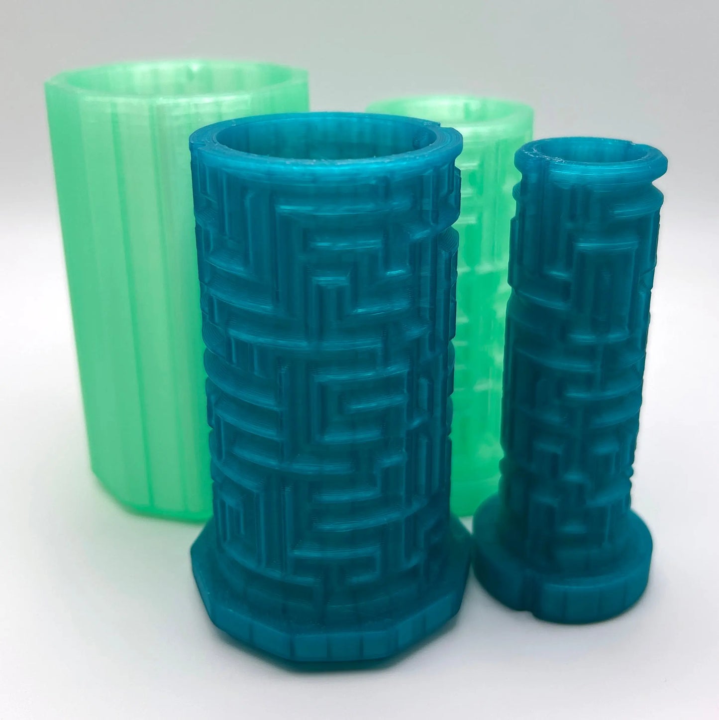 Green/Blue Translucent 3D Printed Nested Maze Puzzle Box