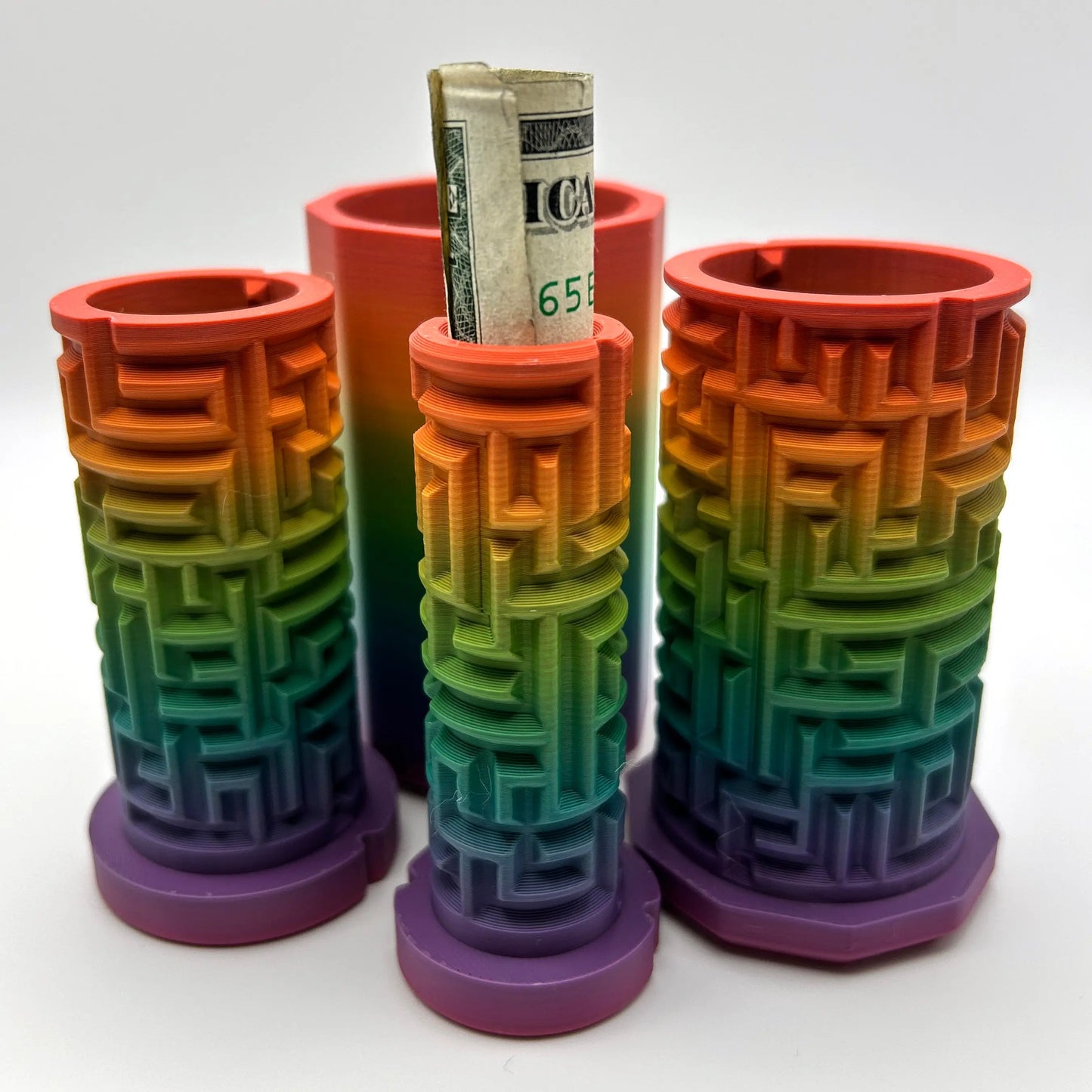 Moody Rainbow 3D Printed Nested Maze Puzzle Box (Matte/Chalky Texture) Made by Em