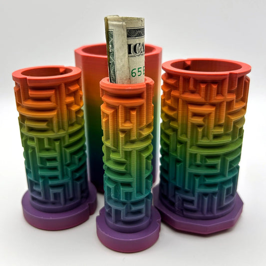 Moody Rainbow 3D Printed Nested Maze Puzzle Box (Matte/Chalky Texture) Made by Em