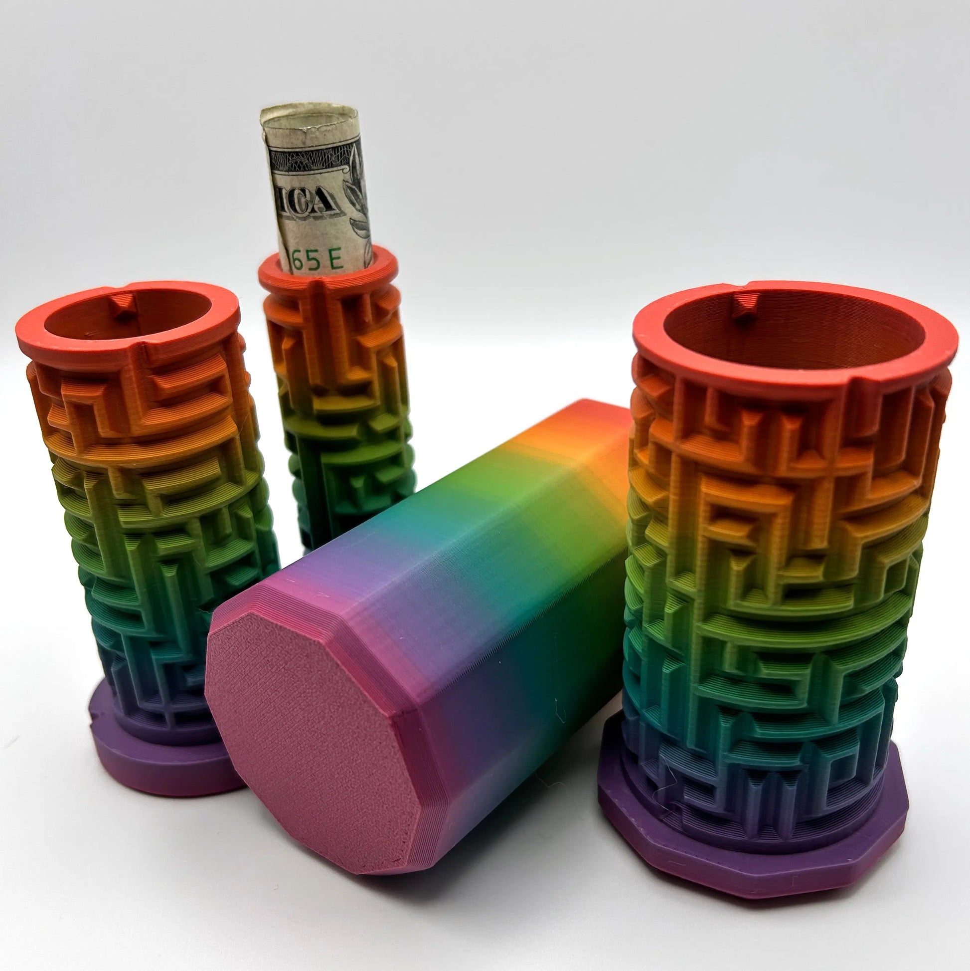 Moody Rainbow 3D Printed Nested Maze Puzzle Box (Matte/Chalky Texture) Made by Em