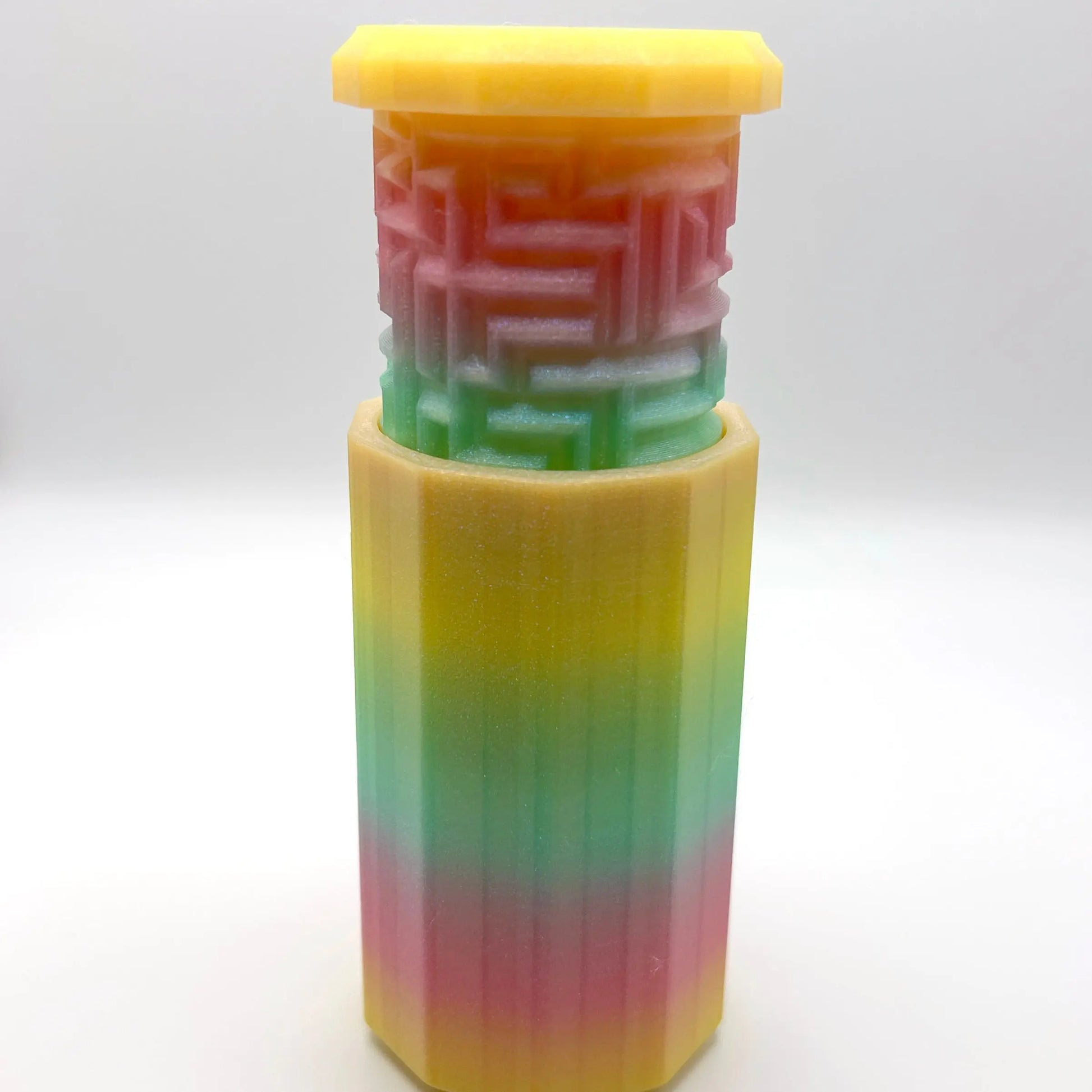 Pastel Rainbow Elixir 3D Printed Nested Maze Puzzle Box Made by Em