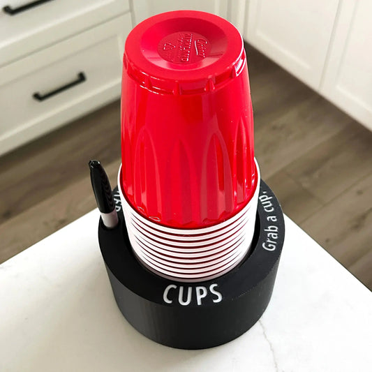 Reusable Cup Holder with Marker Slot (Write Names on Cups) MadebyEm3D