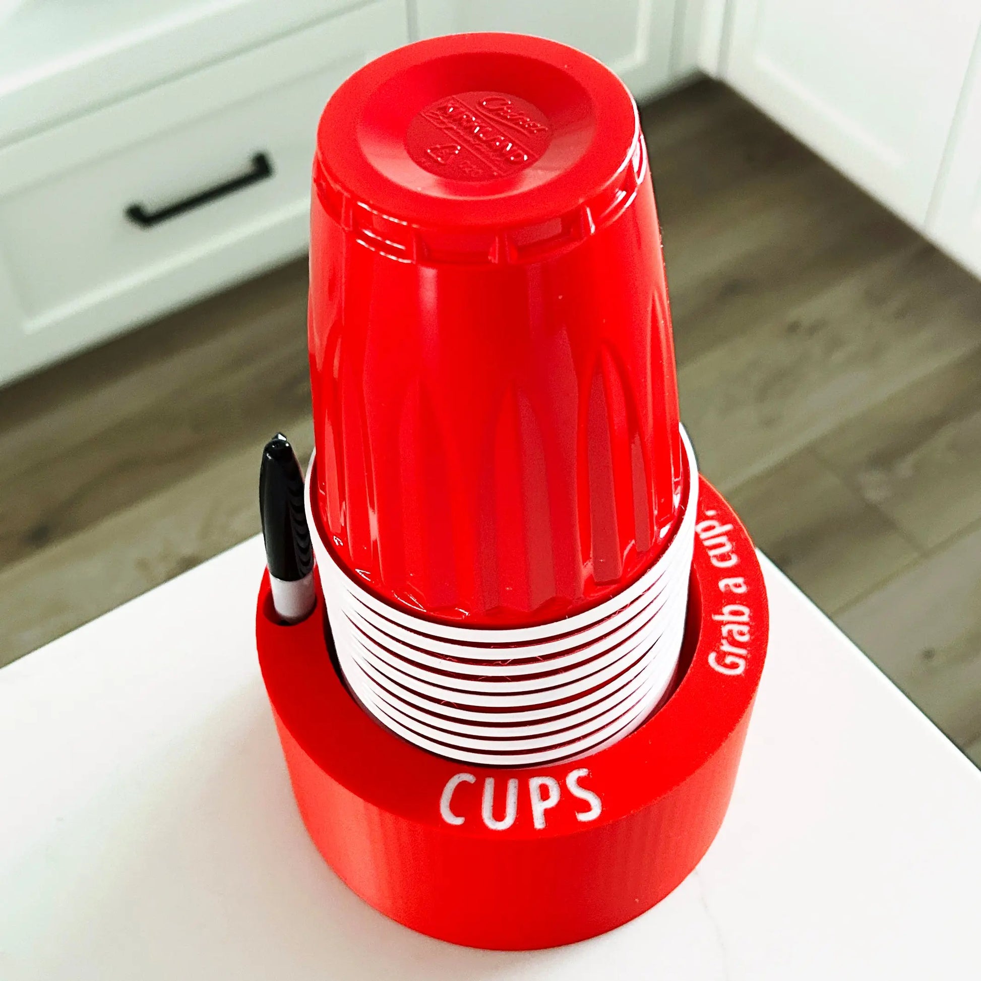 Reusable Cup Holder with Marker Slot (Write Names on Cups) - MadebyEm3D