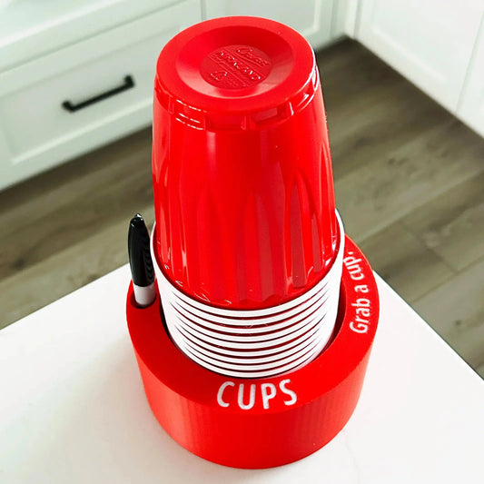 Reusable Cup Holder with Marker Slot (Write Names on Cups) MadebyEm3D