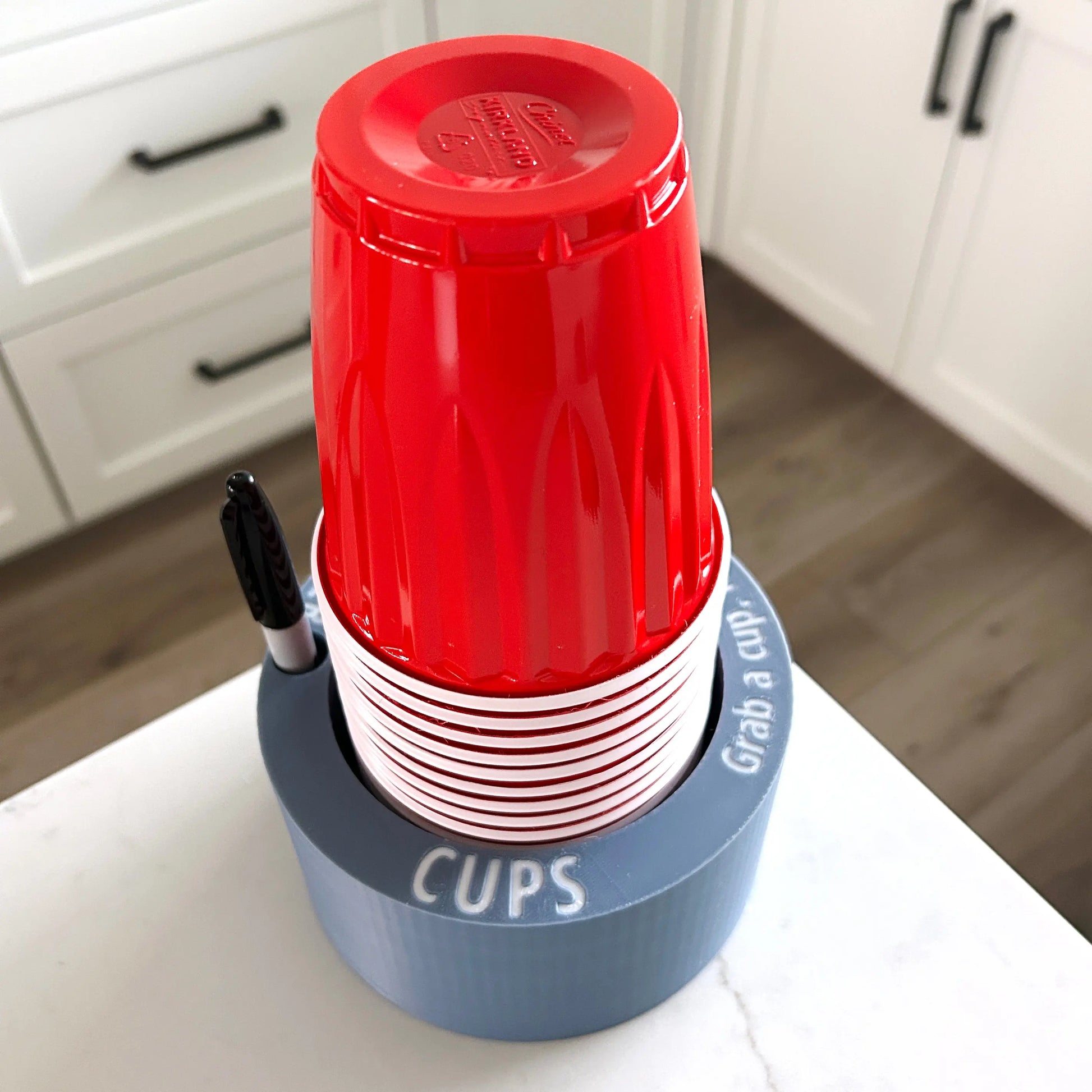 Reusable Cup Holder with Marker Slot (Write Names on Cups) - MadebyEm3D