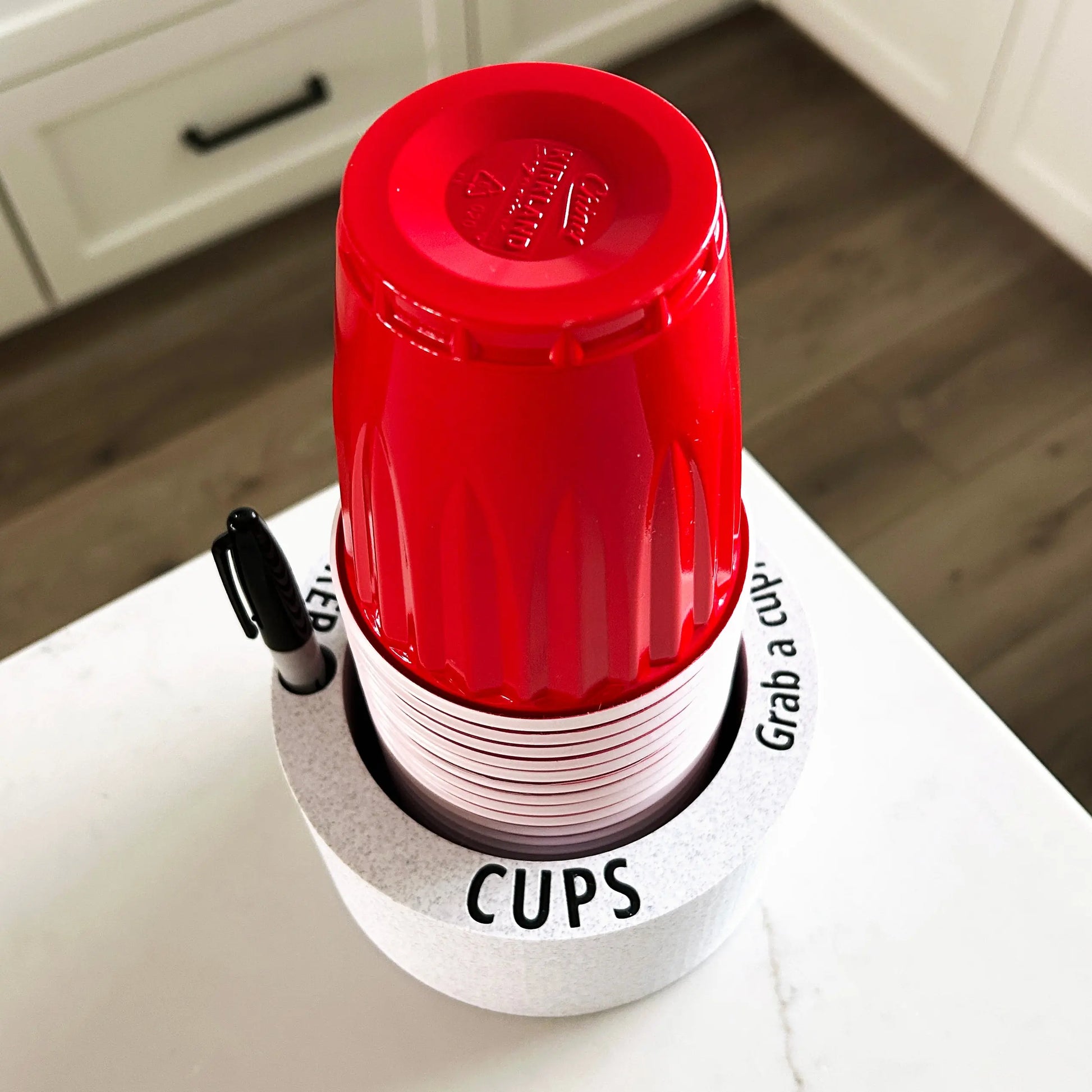 Reusable Cup Holder with Marker Slot (Write Names on Cups) - MadebyEm3D