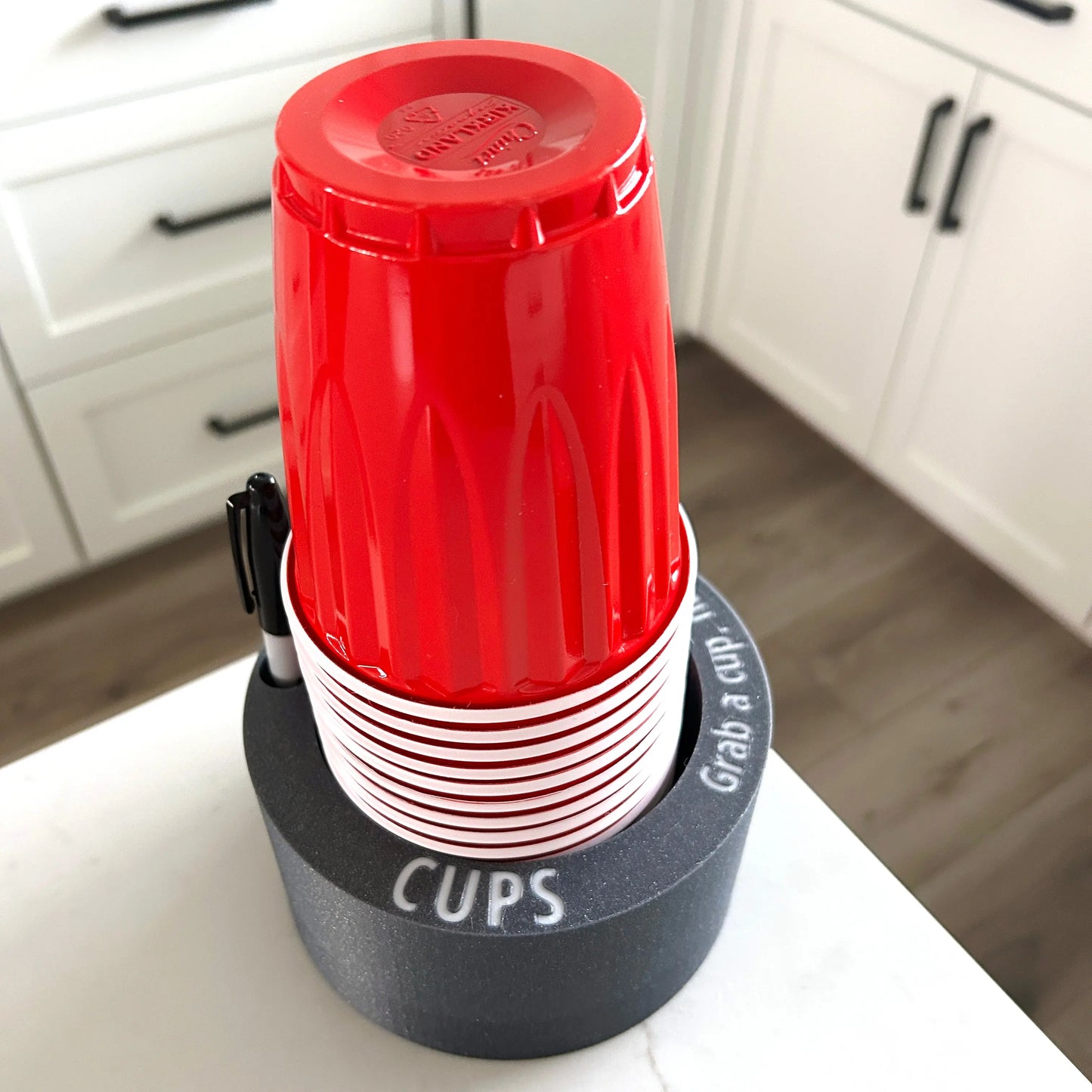 Reusable Cup Holder with Marker Slot (Write Names on Cups) - MadebyEm3D