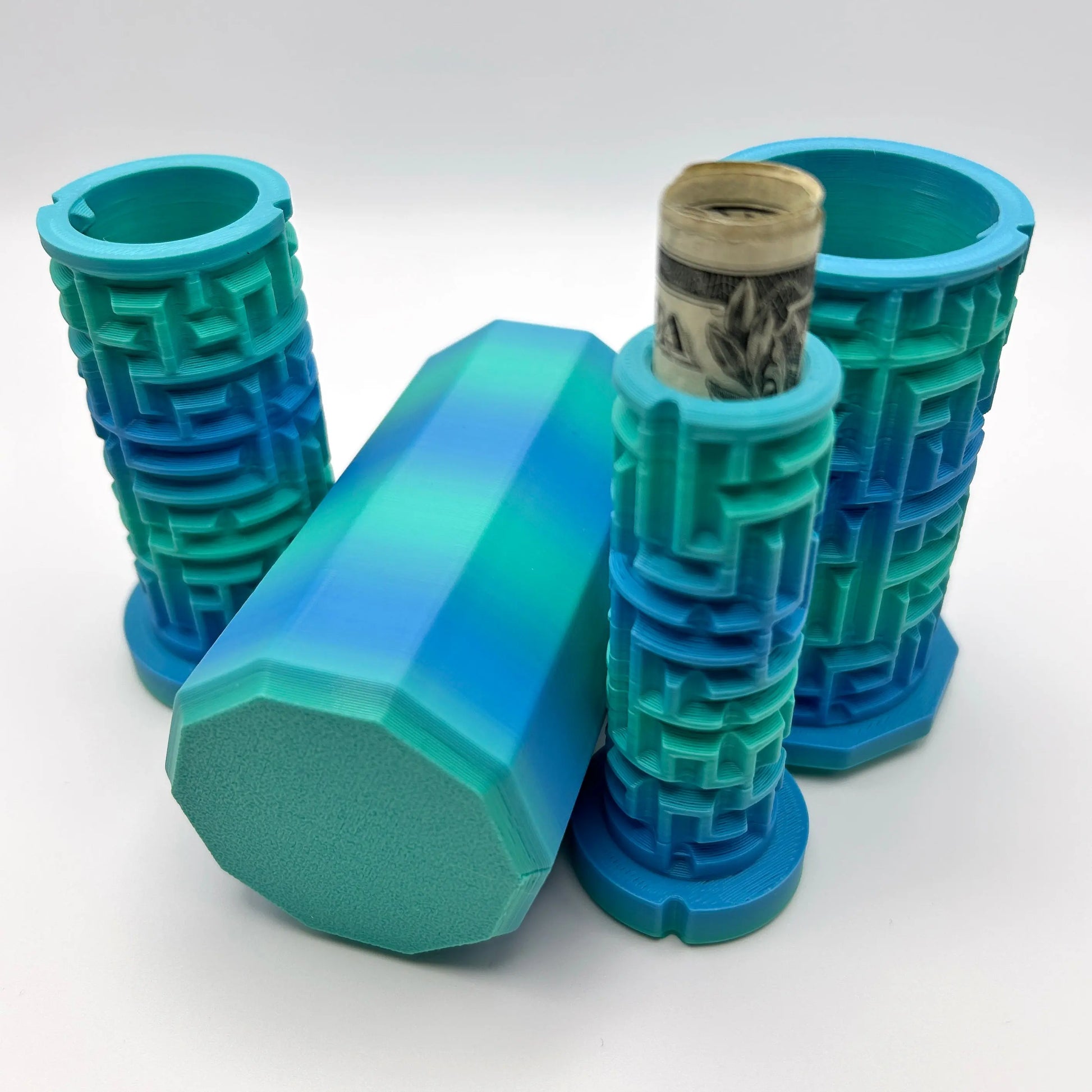 Shades of Blue 3D Printed Nested Maze Puzzle Box Made by Em 3D