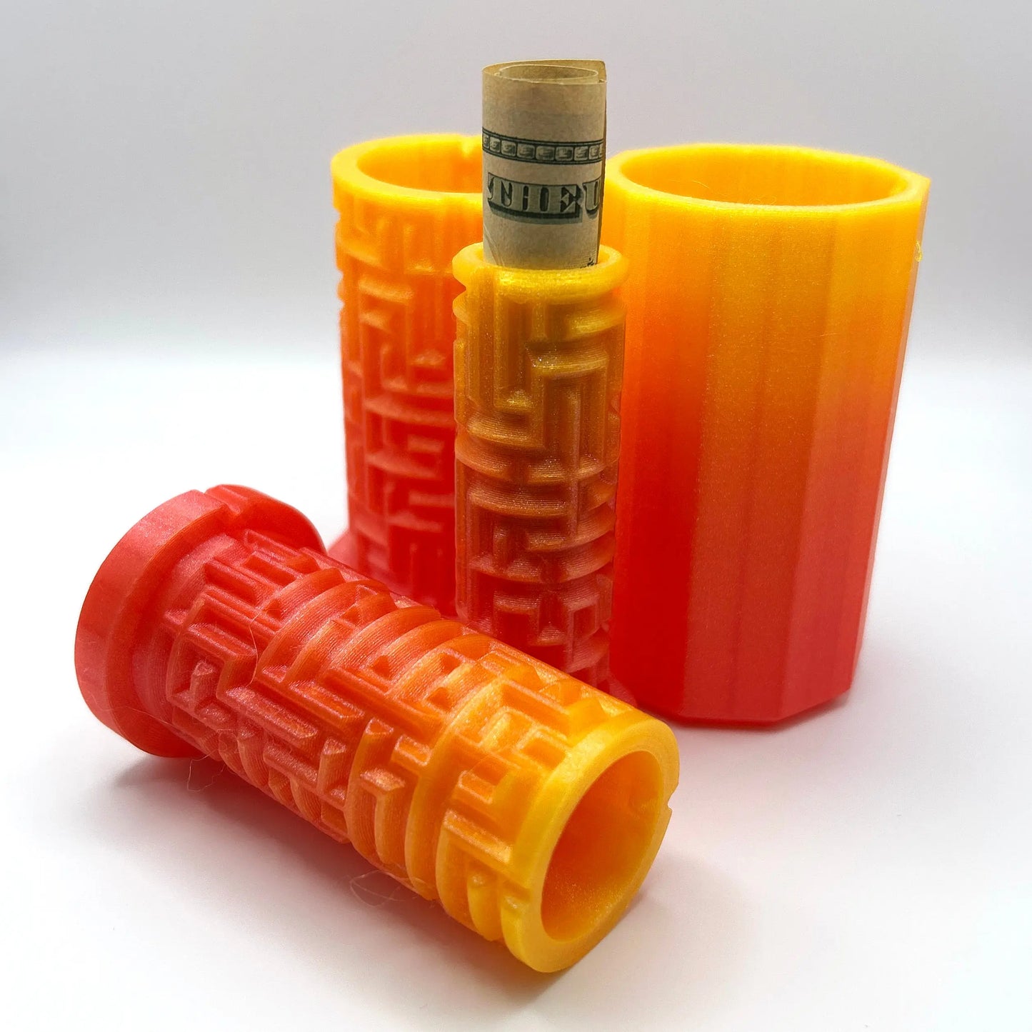 Sunrise Ombre 3D Printed Nested Maze Puzzle Box (Shades of Orange & Pink) Made by Em