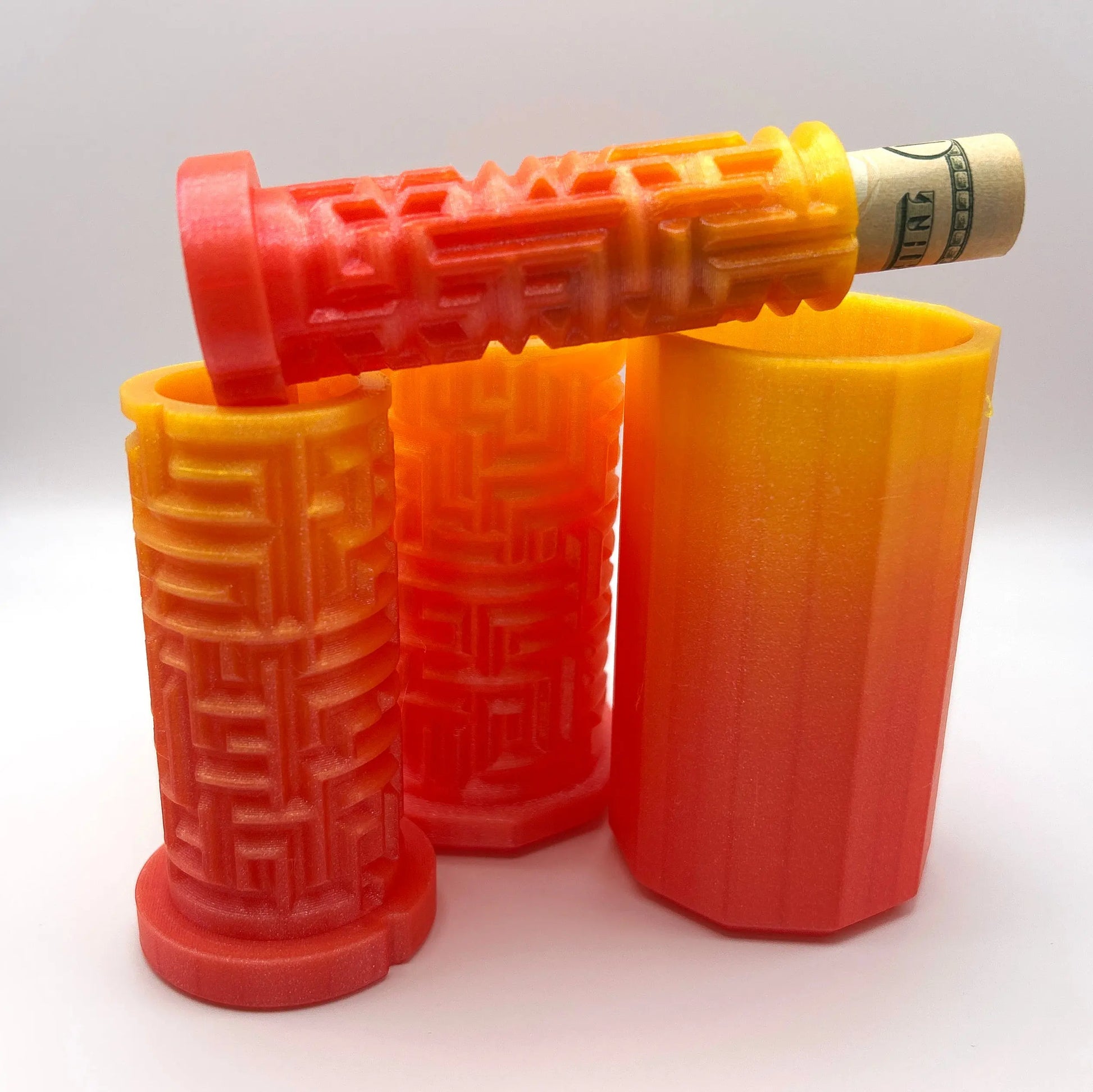 Sunrise Ombre 3D Printed Nested Maze Puzzle Box (Shades of Orange & Pink) Made by Em
