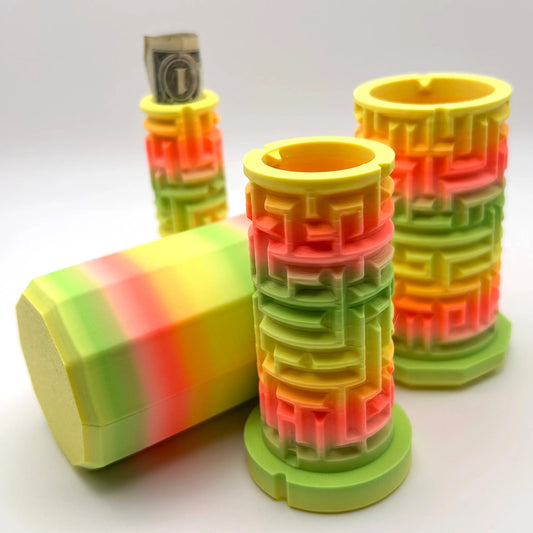 Vibrant Neon 3D Printed Nested Maze Puzzle Box (Matte/Chalky Texture) Made by Em 3D