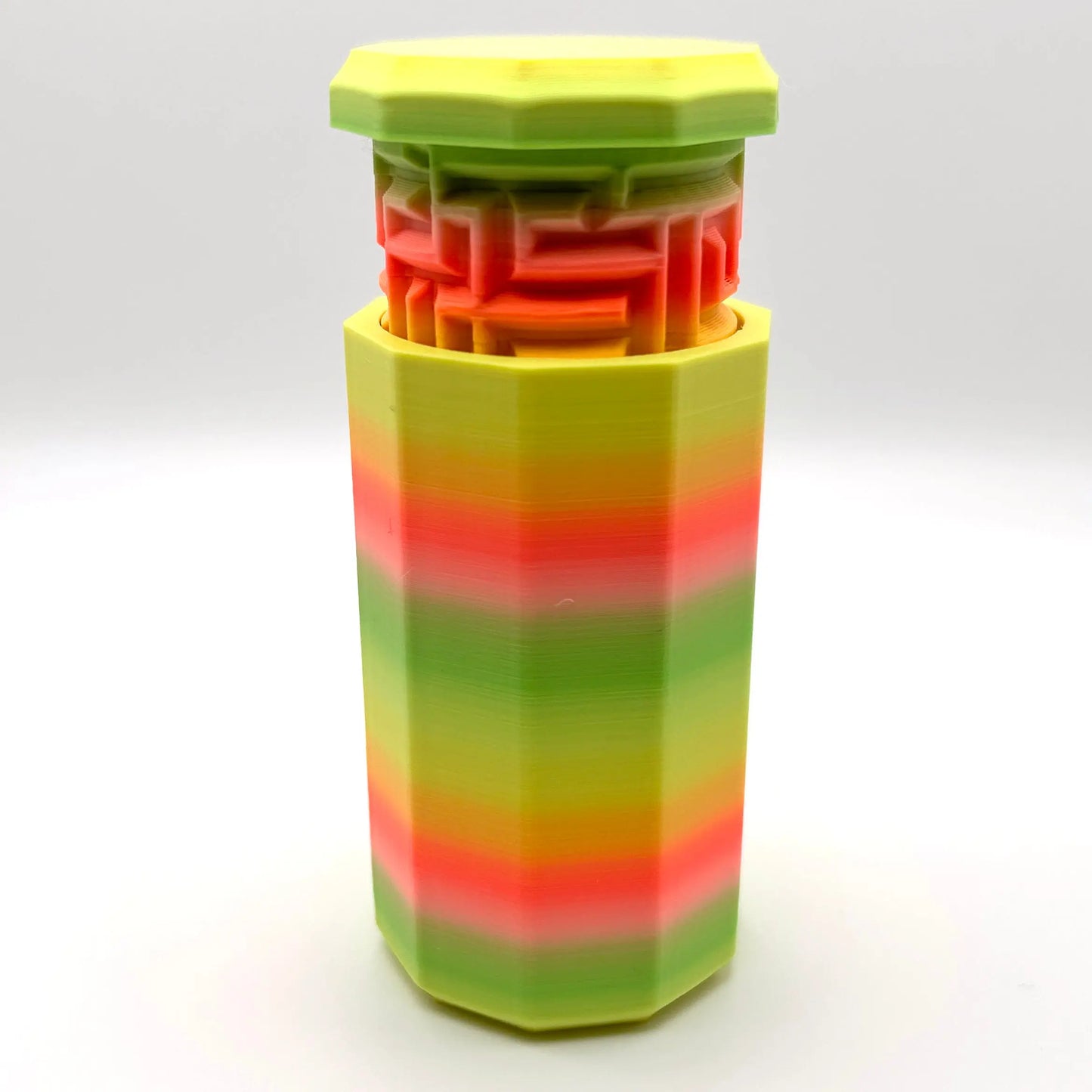 Vibrant Neon 3D Printed Nested Maze Puzzle Box (Matte/Chalky Texture) Made by Em 3D