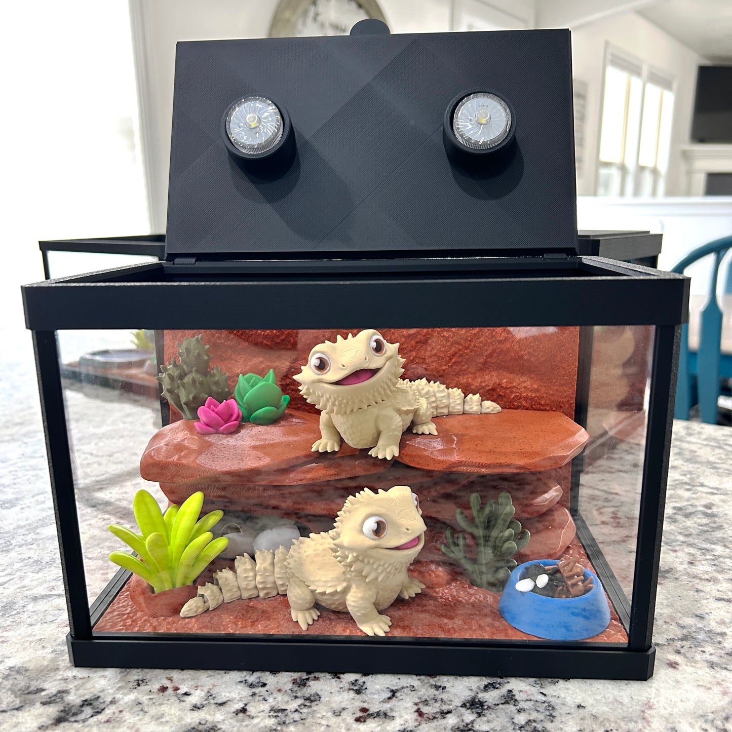 3D Printed Mini Reptile Terrarium Sets – Axolotl, Leopard Gecko, Chameleon, Tortoise & Bearded Dragon