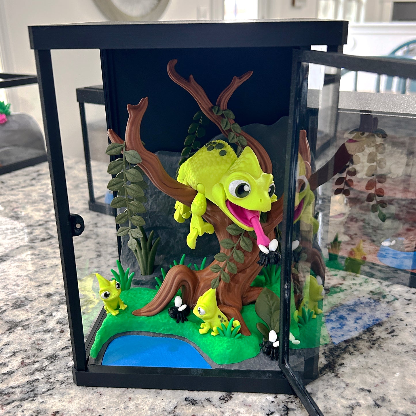 3D Printed Mini Reptile Terrarium Sets – Axolotl, Leopard Gecko, Chameleon, Tortoise & Bearded Dragon