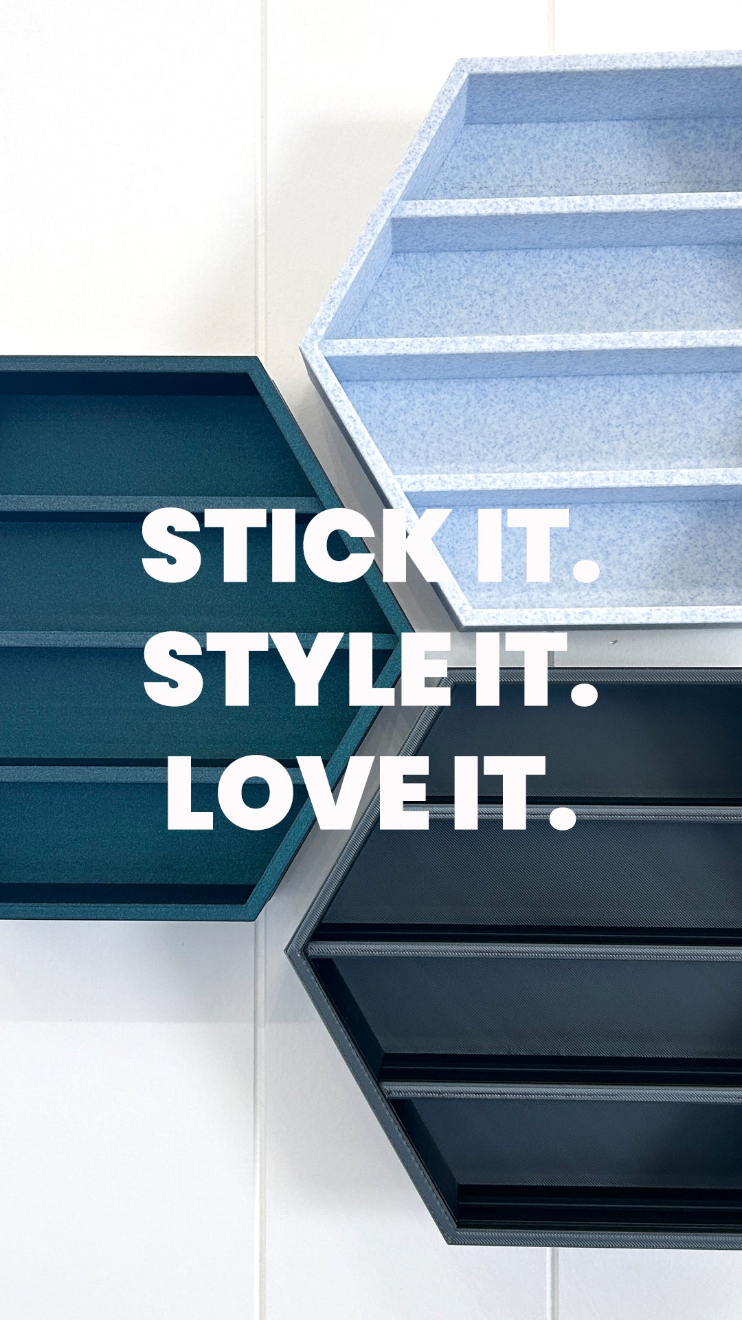 Instagram reel of madebyem3D 3D printed hexagon shelves.