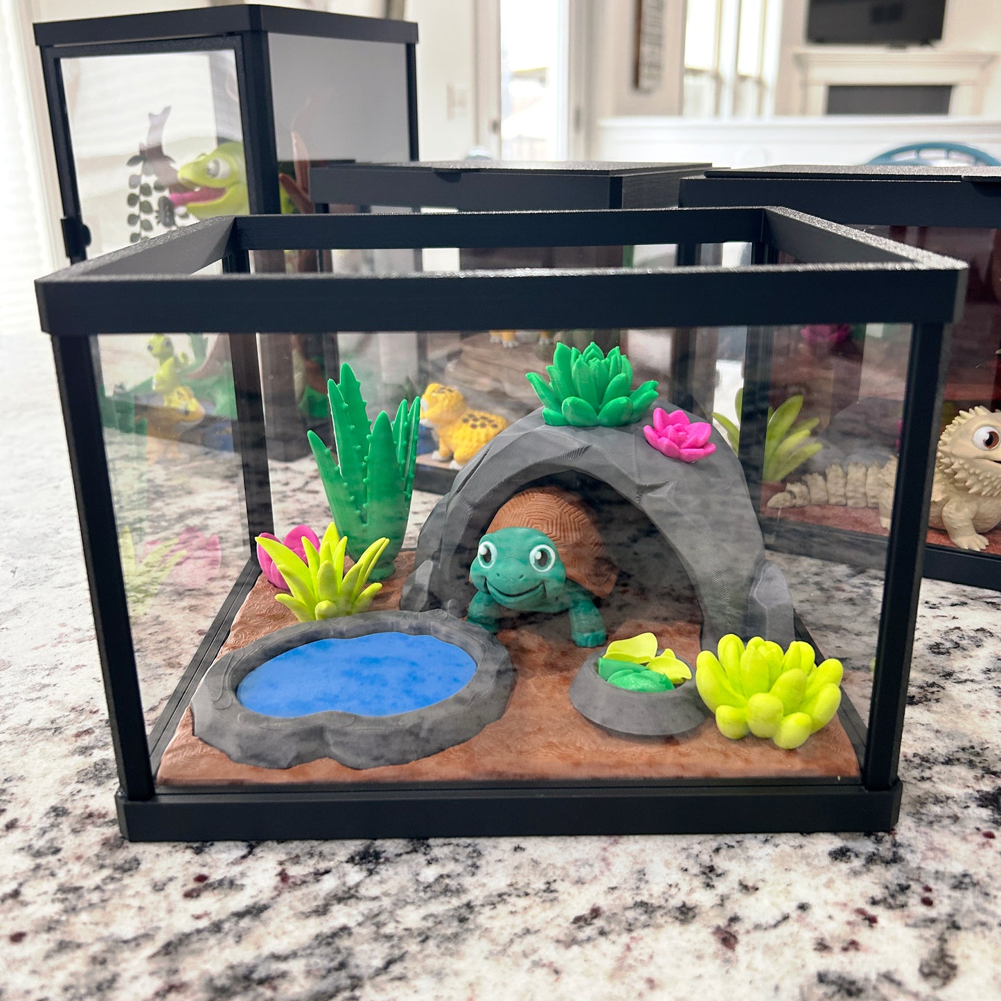 3D Printed Mini Reptile Terrarium Sets – Axolotl, Leopard Gecko, Chameleon, Tortoise & Bearded Dragon